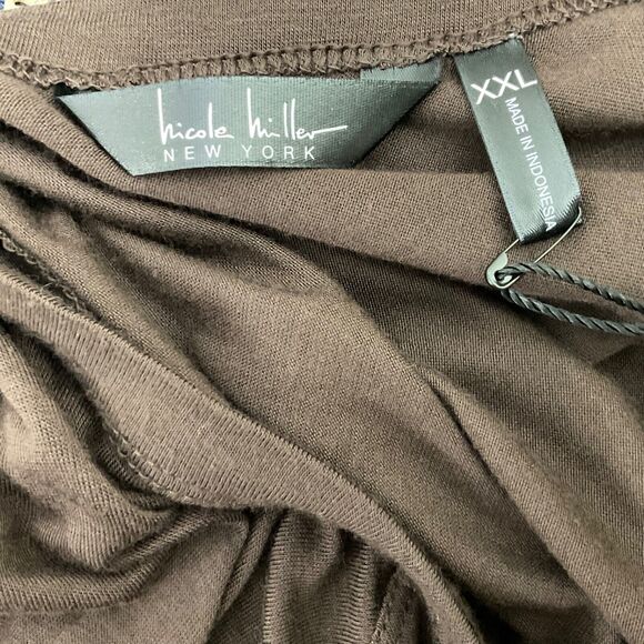 NWT Nicole Miller T-Shirt Dress Women Size XXL Brn. UPF 50+ surplice neck cinch - Picture 4 of 9